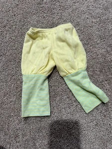 Vintage Cabbage Patch Kinder Outfit Kleidung gelbe Hose grüne Streifen - Bild 1 von 5