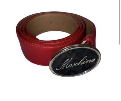 Moschino Cinturón Mujer Vintage, Super Raro. Cuero Rojo, Hebilla Negra... Foto 1 de 4