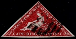 1863 Cape of Good Hope 1d Deep Carmine-Red SG 18 3m Fine Colour VFU Cat. £350.00 - Picture 1 of 1