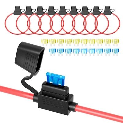 Paquete de 10 portafusibles Recoil FHA12-10 ATC/ATO en línea 12 AWG con 10 fusibles 15A y 20A Foto 1 de 4