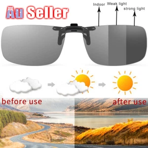 UV400 Polarized Sunglasses Men Photochromic Clip On Flip up for Outdoors Fishing - Picture 1 of 7