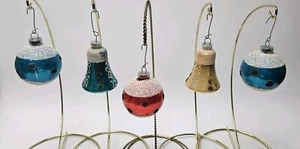 Vintage West Germany Christmas Ornament Lot of 5 DBGM DGM Mica Snow Balls Bells - Picture 1 of 18