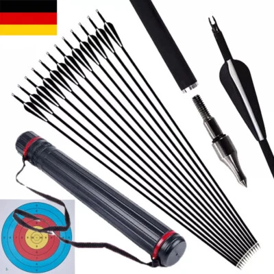TOPARCHERY 12X 30"Carbon Pfeile Bogenschießen Kohlenstoffpfeile Compound Recurve Bogen Jagd