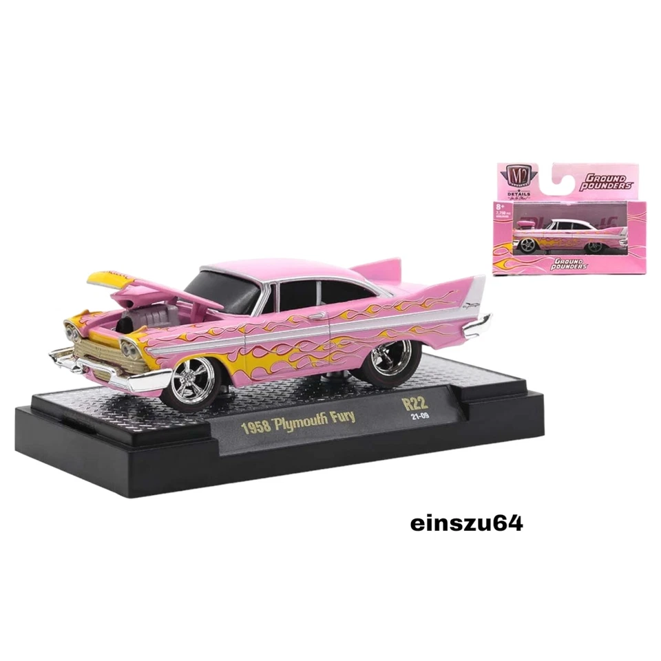 M2 Machines - Ground Punders 22 - 1958 Plymouth Fury, pink - R22-21-09 - Bild 1 von 1