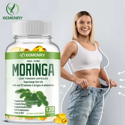 XEMENRY Moringa Capsules 1000mg - Organic,Natural,Anti-aging,Weight Loss,Green Superfood