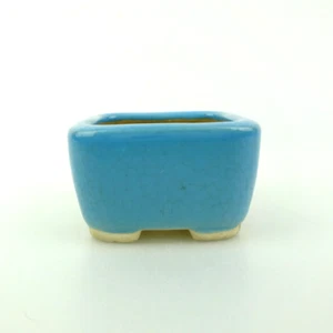 Japanese Bonsai pot SEIKO small pot w1.7in square pot glazed Blue New - Picture 1 of 6