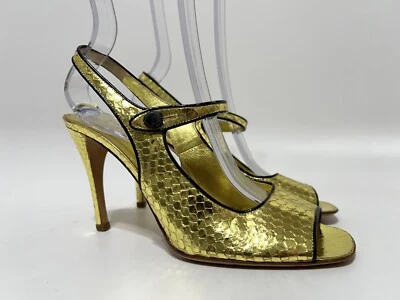 复古普拉达 SS2008 金色蛇皮高跟鞋 37.5 — 第 1/4 张图片