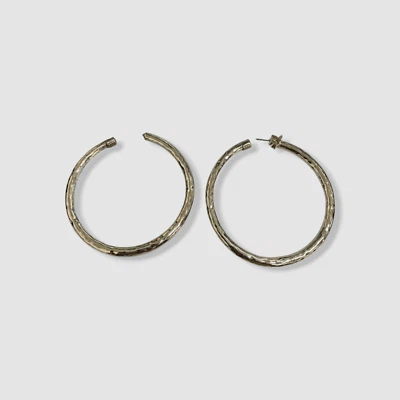 Ippolita Women's 925 Sterling Silver Skinny Hammered Hoop Earrings - Image 1 of 2
