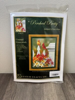 Kit de punto de cruz de pájaro Kustom Krafts "Perched Pretty" nuevo 14"x18,5" #98257 Foto 1 de 4