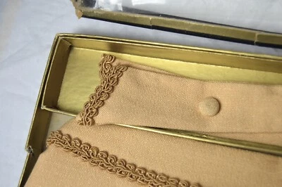 Vintage Tuxedo Cummerbund Tie Set TAN Fancy Trim Unique After Six - Image 1 of 4