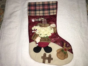 Christmas Stocking Vintage 3D Santa,Flannel ,Yarn,Felt Christmas almost 19” - Picture 1 of 5