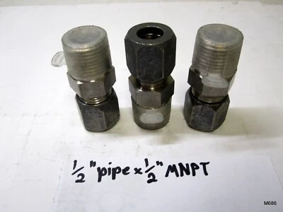 3-QTY Parker 1/2" Tube OD x 1/2" MNPT 316SS Male Connector CPI 8-8 FBZ-SS - Image 1 of 3