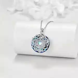 Boho Blue Lotus Yoga Pendant Necklace Jewelry Women Girls Holiday Gift New - Picture 1 of 6