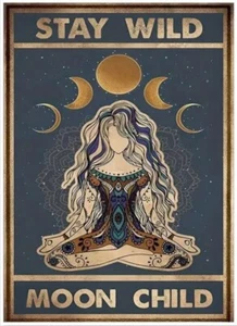 "Stay Wild Moon Child" - Vibrant Canvas Art Print - Unframed - New - Picture 1 of 9