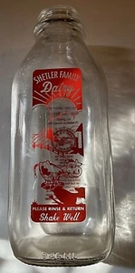 Shelter Family Dairy Milk Bottle 1 Quart Clear Glass Vintage Made In The USA - Picture 1 of 12