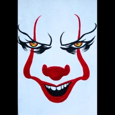 ACEO Original Anime Pennywise Cartoon Mini Art Card Acrylic Hand Painting NEW - Image 1 of 4