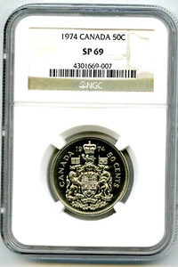 1974 CANADA 50 CENT NGC SP69 HALF DOLLAR COAT OF ARMS RARE TOP POP ONLY 1 KNOWN - Picture 1 of 2