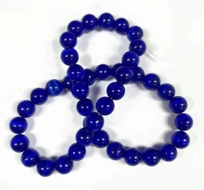 38 zafiro silenciado de fibra óptica ojo de gato de 10 mm. Cuentas redondas lisas 2588 Foto 1 de 4