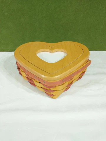 LONGABERGER 2000 Red Sweetheart LITTLE LOVE Heart Basket Combo Protectors EUC Cover