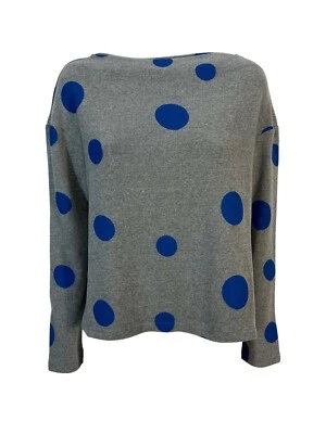 NEIRAMI maglia donna scollo barca svasata grigio pois bluette art B125BO /N/W1  - Image 1 of 4