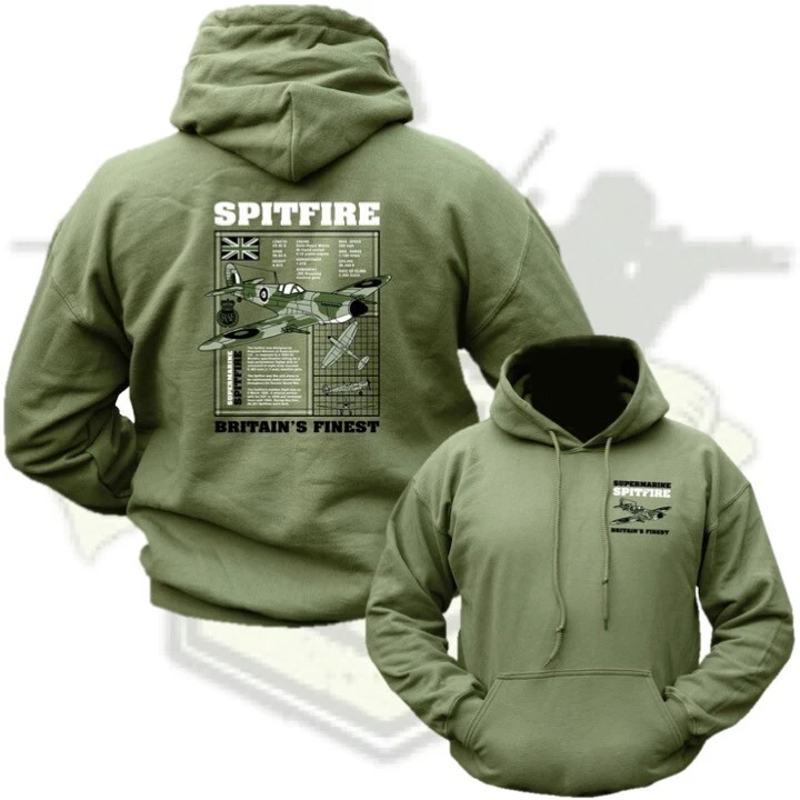 GILDAN RAF Spitfire Hoodie MENS S-2XL HOODY VETERAN Army Military Britains Finest