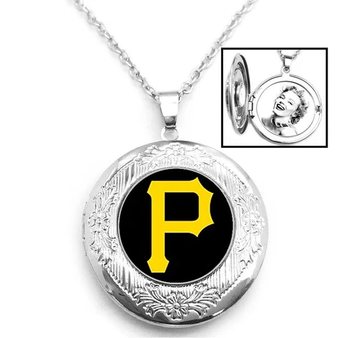 Pittsburgh Pirates Womens 925 Silver Link Chain Necklace And Photo Locket D16 Cover