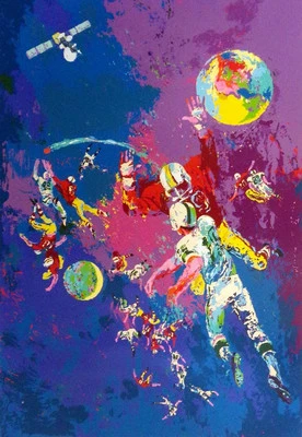 LeRoy Neiman "Fútbol Satélite" Firmado a Mano SERIGRAFÍA en Papel Deportes Fútbol Foto 1 de 4