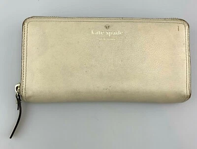 Cartera Kate Spade Grande Cremallera Alrededor Bolso sin asas Cuero Blanco Organizador Tarjeta Foto 1 de 4