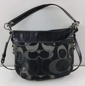 Coach Optic Signature Convertible Zoe Hobo Shoulder Handbag F14711 Purse Black - Picture 1 of 10