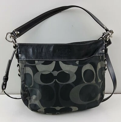 Bolso de Hombro Coach Optic Signature Convertible Zoe Hobo F14711 Cartera Negro Foto 1 de 4
