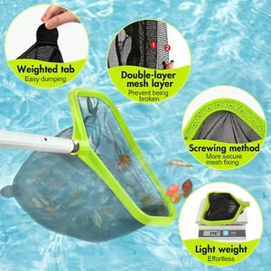 Fine Mesh Pool Skimmer Net Reinforced Frame Large Capacity Cleaning Leaf Rake - Picture 1 of 7