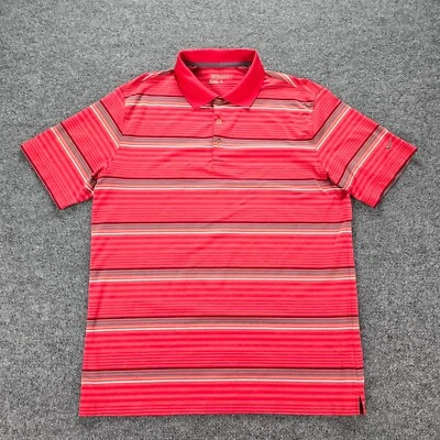 Рубашка Nike Golf Polo мужская большая красная в полоску Dri Fit функциональная опрятная повседневная - Изображение 1 из 4