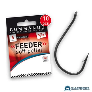 CARPZOOM COMMANDO FEEDER SOFT PELLET HOOKS, KARPFENHAKEN MIT ÖHR ANGELHAKEN LOSE