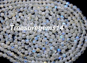 250 Crt BULK LOT NATURAL BLUE RAINBOW MOONSTONE ROUND BEADS LOOSE GEMSTONE - Picture 1 of 4