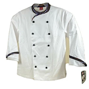 Dickies Chef Coat Classic 10 Button Executive Contrast Trim Underarm Vent NWT - Picture 1 of 12