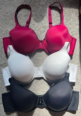 (3) Sujetadores camiseta con aros 38C Vanity Fair para mujer negro blanco rojo # 75335 Foto 1 de 4