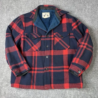 Vtg Woolrich Sherpa Lined Wool Hunting Jacket Mens L Button Up Lumberjack Coat - Image 1 of 4
