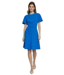 Maggy London Damen Flutter SLeeve Fit & Flare Kleid, blau, 12 - Bild 1 von 2