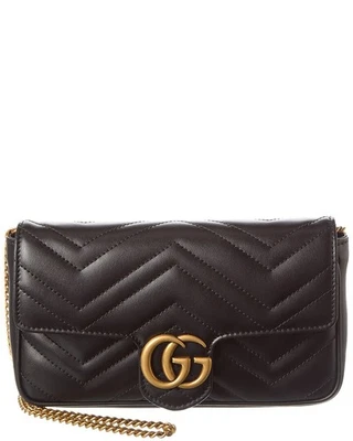 Bolso de hombro Gucci Gg Marmont mini de cuero para mujer negro Foto 1 de 4