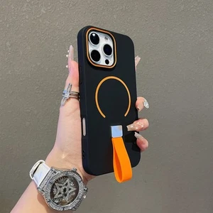 Shockproof Matte Phone Case w/ Silicone Strap For iPhone 16 Pro Max 15 14 13 12 - Picture 1 of 14