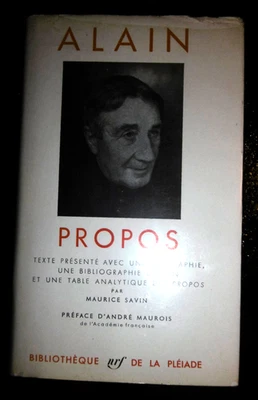 BIBLIOTHEQUE NRF DE LA PLEAIDE-ALAIN-PROPOS-1962-AVEC CHEMISE et RODOÏD - - Photo 1/4