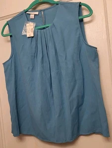 Dress Barn Blue Womens Blouse Size XL Pleated Sleeveless NWT Shirt Top - Picture 1 of 4