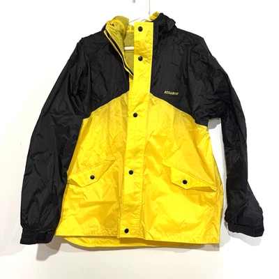 Chaqueta de lluvia Stearns Dry Wear con capucha para hombre mediana amarilla negra atlética al aire libre Foto 1 de 4