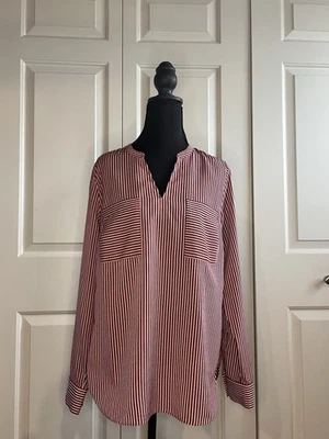 Blusa de mujer CAbi roja blanca azul a rayas manga larga, talla pequeña Foto 1 de 4