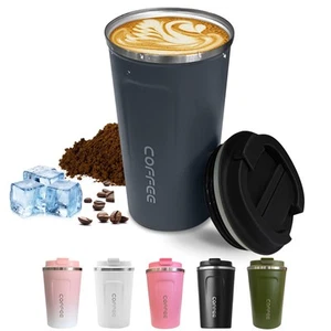 Travel coffee mugs leak-proof, reusable coffee cups with lids, stainless stee... - Picture 1 of 6