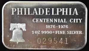 1 oz Philadelphia Centennial City 1876-1976 .999 Feinsilberbarren - Bild 1 von 2