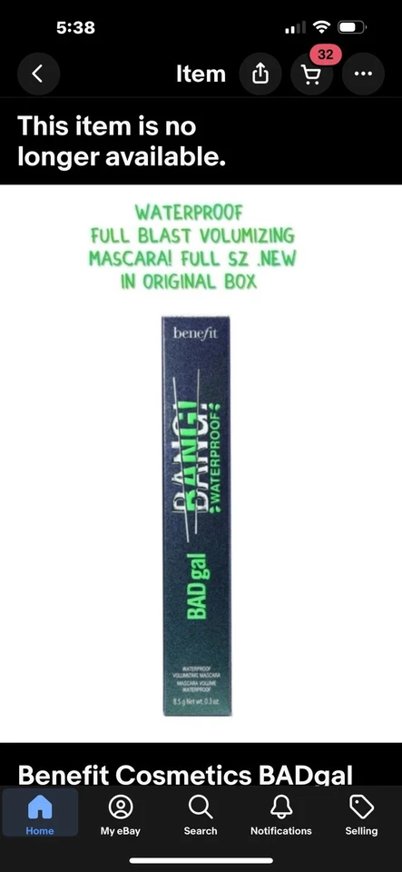 Benefit Cosmetics Badgal Bang Waterproof Volumizing Mascara Black Full Size - Image 1 of 1