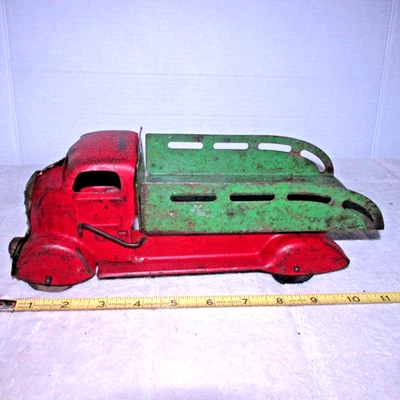 Camión volquete vintage WYANDOTTE ESTACA ACERO PRENSADO 11" L pintura original EE. UU. Foto 1 de 4