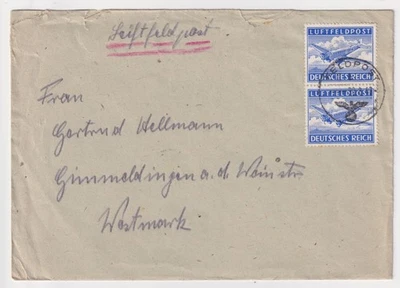 Cubierta Luftfeldpost Segunda Guerra Mundial agosto 1943 Feldpost 27088 frente oriental Foto 1 de 3