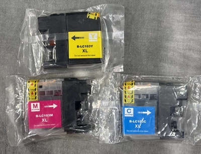 3 Replacement Ink for Brother LC103.  B-LC103Y, B-LC103M & B-LC103C all XL - Image 1 of 4